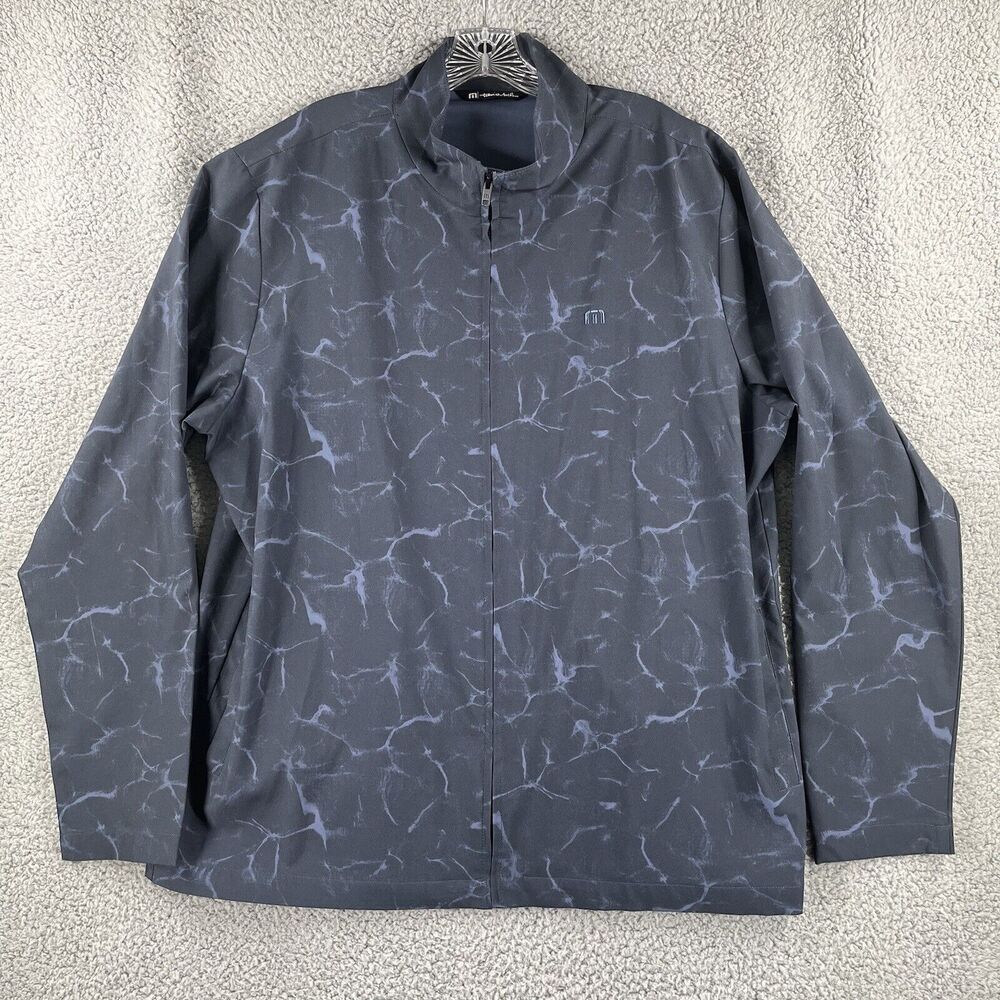 Travis Mathew Jacket Extra Large XL Black Blue Surfside Full Zip Windbreaker